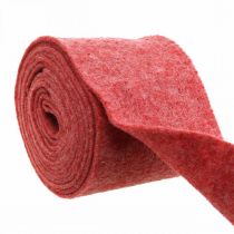 Nastro di feltro, nastro adesivo, feltro di lana rosso, bianco screziato 15 cm 5 m