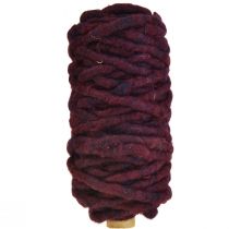 Cordoncino in feltro di lana con filo Filo Rauris viola scuro 20m