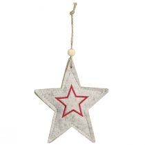 Prodotto Decorazioni natalizie a forma di stella in feltro, beige e rosso, 13 cm, set da 6.