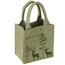 Prodotto Borsa in feltro Merry Christmas piccola con manici Verde 15×10cm