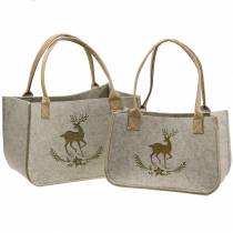 Borsa in feltro natura con motivo cervo 2-set