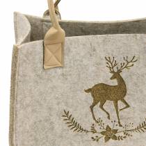 Borsa in feltro natura con motivo cervo 2-set