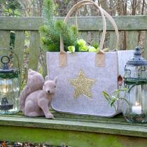 Borsa in feltro con paillettes stella natura set di 2