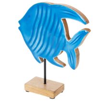 Prodotto Statuina di pesce in legno, decorazione marittima, decorazione da tavolo fatta a mano per soggiorno, 22 cm