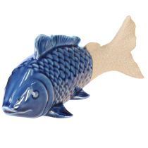Prodotto Decorazione in ceramica a forma di pesce blu marittimo beige 20×8×8,5cm 2 pz