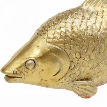 Statua Decorativa Pesce Colorata Oro Scultura Pesce Poliresina Piccola L18cm