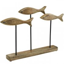 Prodotto Decoro marittimo, scultura decorativa, pesce in legno su supporto, colore naturale, nero H30cm L45cm