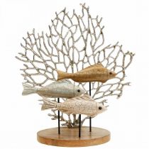 Decoro banco di pesci, decoro corallo, decoro pesci in legno H48.5cm