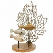 Decoro banco di pesci, decoro corallo, decoro pesci in legno H48.5cm