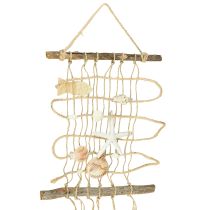 Prodotto Rete da pesca in iuta con conchiglie, decorazione murale marittima 25×55cm
