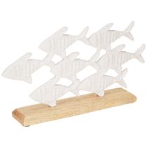 Prodotto Decorazione banco di pesci Pesce Metallo Bianco Legno Naturale 28x16cm