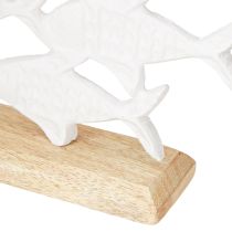 Prodotto Decorazione banco di pesci Pesce Metallo Bianco Legno Naturale 28x16cm