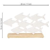 Prodotto Decorazione banco di pesci Pesce Metallo Bianco Legno Naturale 28x16cm