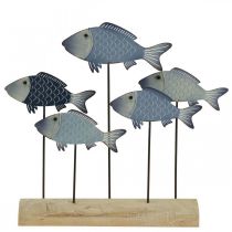 Prodotto Branco di pesci pesce in metallo decorativo su base in legno 32×7×30cm