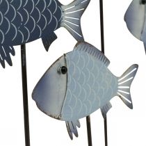 Branco di pesci pesce in metallo decorativo su base in legno 32×7×30cm