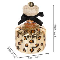Prodotto Decorazione per albero di Natale: flacone di profumo e rossetto con stampa leopardata, 11 cm, 2 pezzi