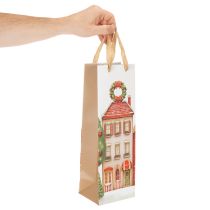 Prodotto Sacchetto regalo con bottiglia, casetta di Natale e albero di Natale, 36 cm, 2 pezzi