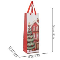 Prodotto Sacchetto regalo con bottiglia, casetta di Natale e albero di Natale, 36 cm, 2 pezzi