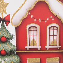 Prodotto Sacchetto regalo con bottiglia, casetta di Natale e albero di Natale, 36 cm, 2 pezzi