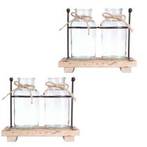 Prodotto Vaso per bottiglie bottiglie decorative in vetro legno 23x12x19,5 cm 2 pezzi