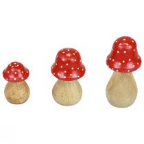 Funghi decorativi di agarico di mosca funghi in legno decorazione autunnale H6/8/10 cm set di 3