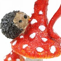 Agarico di mosca con decorazione riccio decorazione autunnale fungo H14cm 2 pezzi