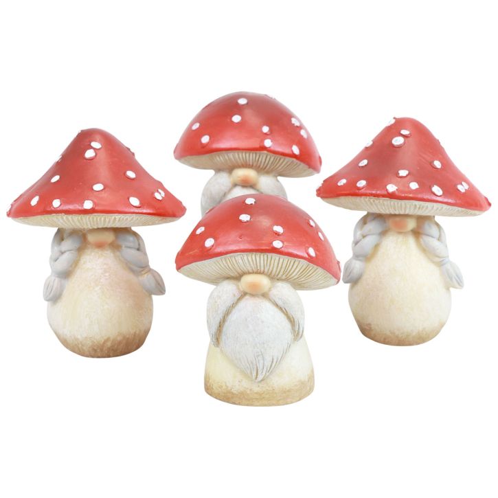 Prodotto Funghi decorativi agarico di mosca decorazione autunnale rosso bianco Ø6cm H7,5cm 4 pezzi