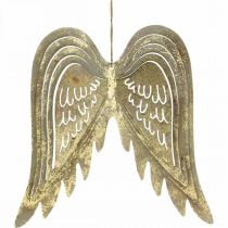 Prodotto Ali d&#39;angelo decorazioni natalizie, decorazioni in metallo, ali da appendere dorate, aspetto antico H29,5 cm L28,5 cm