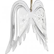 Prodotto Ali d&#39;angelo da appendere, decorazioni natalizie, ciondoli in metallo bianco H11.5cm L11cm 3 pezzi
