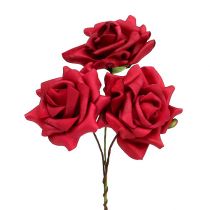 Rosa in gommapiuma Ø7,5cm rosso 18p