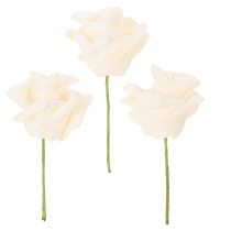 Prodotto Rosa artificiale color crema, fiore con stelo di 10 cm, 100 pezzi