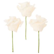 Prodotto Rosa artificiale color crema, fiore con stelo di 10 cm, 100 pezzi
