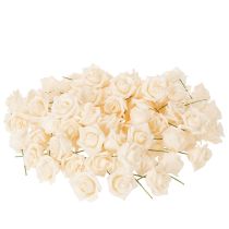 Prodotto Rosa artificiale color crema, fiore con stelo di 10 cm, 100 pezzi