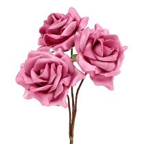 Rosa in schiuma Ø7,5 cm rosa 18 pezzi