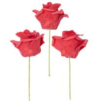 Prodotto Rosa artificiale rossa con stelo, 5 cm, 100 pezzi