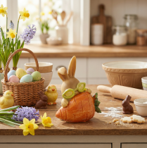 Prodotto Coniglio decorativo con carota, statuette decorative di coniglietto pasquale, 6 cm, 3 pezzi