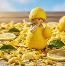 Prodotto Statuette di bambini a forma di limone, dolci decorazioni da tavola estive in stile vintage, per soggiorni e balconi, 9 cm, 3 pezzi