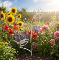 Prodotto Decorazione in metallo con tappo a forma di fiore Allium bird bianco 20×52cm