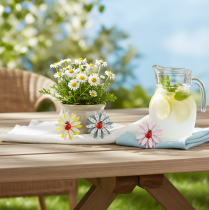 Prodotto Decorazione sparsa coccinella fiore legno feltro colore Ø4cm 48 pz