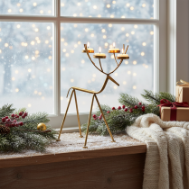 Prodotto Portacandela decorativo in metallo con cervo H44,5 cm