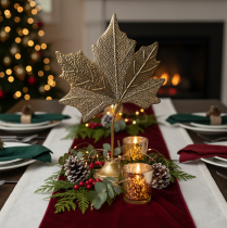 Prodotto Decorazione da tavola decorazione foglia d'acero autunnale dorata anticata 58 cm × 39 cm