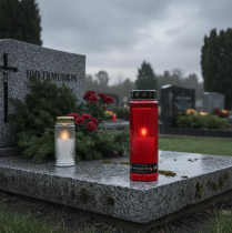 Prodotto Coperchio per candela tombale motivo fiore rosso nero 10 giorni H27cm
