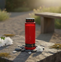 Prodotto Coperchio per candela tombale motivo fiore rosso nero 10 giorni H27cm