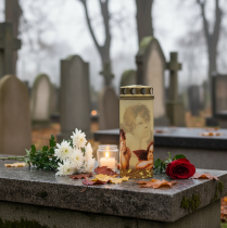 Prodotto Candela tombale Angelo candela tombale con motivo luce lutto Ø6cm H15,5cm