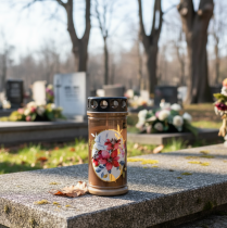 Prodotto Candele per tomba, luci per tomba marroni, fiori, Ø7,5 cm, altezza 16,5 cm, 6 pezzi