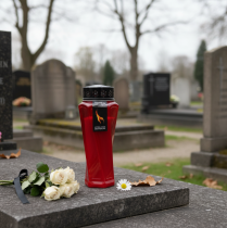 Prodotto Luce tombale Plastica ruotata Rosso Ø11cm H25cm