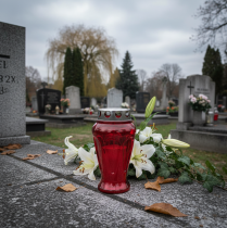 Prodotto Candele tombali gocce rosse luci di lutto Ø9cm H17cm 4 pz