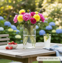 Prodotto Vaso da fiori, cilindro in vetro sottile, utilizzabile come vaso in vetro o come alto oggetto decorativo in vetro, 30 cm