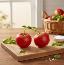 Prodotto Pomodori decorativi 2 pomodori artificiali su vite Ø6cm L15cm
