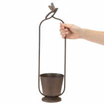 Prodotto Fioriera vintage con traliccio, decorazione a libellula, in metallo, Ø16/H62cm